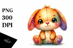 Vibrant Plush Bunny Watercolor | Sublimation | Clipart Product Image 1