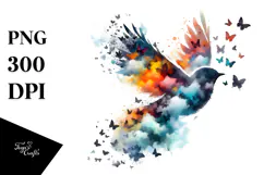 Colorful Bird with Spring Flowers, High-Res PNG Product Image 1