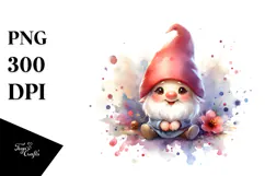 Cute Watercolor Gnome Sitting | Sublimation Clipart Product Image 1