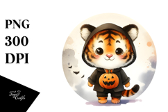 Playful Baby Tiger in Halloween Costume, High-Quality Image Product Image 1