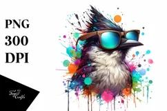Quirky and Colorful Bird with Sunglasses | Fun and Vibrant Product Image 1