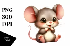 Standing Baby Mouse Excited Watercolor Clipart Product Image 3
