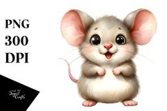 Standing Baby Mouse Excited Watercolor Clipart Product Image 3