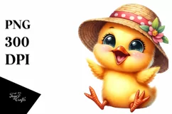 Watercolor Funny Baby Chick Sun Hat | Sublimation Clipart Product Image 3