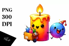 Vibrant Funny Cute Candle Watercolor Clipart Product Image 1