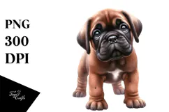 Watercolor Baby Bullmastiff Standing Up Human Like Product Image 1