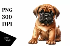 Baby Bullmastiff Funny Watercolor Clipart Product Image 3