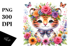 Cute Tiger with Flower Crown, 20 oz Tumbler Product Image 1