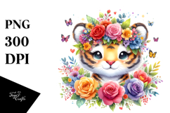 Cute Tiger with Flower Crown, 20 oz Tumbler Product Image 1