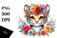 Colorful Flower Crown | Cartoon-Style Watercolor Clipart Product Image 1