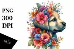 Retro Watercolor Puppy with Flower | Colorful Design Product Image 3