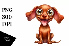 Funny Crazy Vizsla with Popping Eyes | Clipart Product Image 1