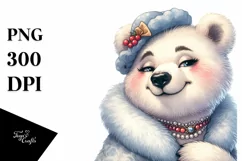 Funny Cute Polar Bear Portrait | Whimsical Watercolor Product Image 3