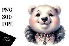 Funny Cute Polar Bear Portrait | Whimsical Watercolor Product Image 1