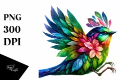Vibrant Bird with Flowers PNG Product Image 3