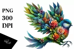 Vibrant Bird with Flowers PNG Product Image 1