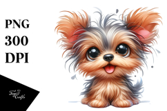 Watercolor Baby Cartoon Yorkipoo PNG Product Image 1