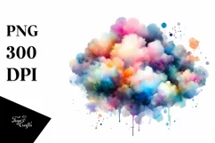 Colorful Watercolor Cloud | Sublimation Clipart Product Image 1