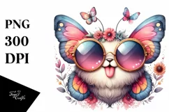 Boho Butterfly Funny Cute Watercolor Clipart Product Image 1
