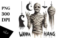 Halloween Mummy Wanna Hang On PNG Product Image 1