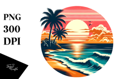 Retro Tropical Beach Sunset, 20 oz Tumbler Product Image 1