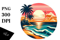 Retro Tropical Beach Sunset, 20 oz Tumbler Product Image 1