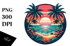 Retro Tropical Beach Sunset, 20 oz Tumbler Product Image 1