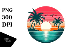 Vintage Tropical Beach Sunset, 20 oz Tumbler Product Image 1