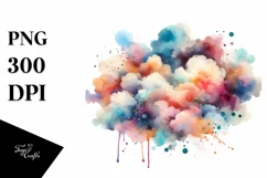 Colorful Watercolor Cloud | Sublimation Clipart Product Image 1