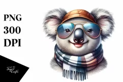 Cute Funny Koala Scarf Watercolor Clipart Product Image 3