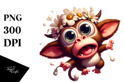 Silly Monkey with Flower Crown PNG Product Image 1
