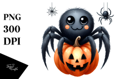 Funny Halloween Spider | Watercolor Clipart Product Image 1