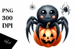 Funny Halloween Spider | Watercolor Clipart Product Image 3