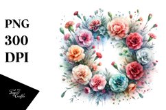 Colorful Watercolor Abstract Wreath with Carnation | Product Image 3