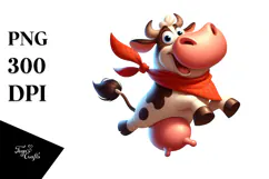 Cartoony Cow with Bandana PNG Product Image 1
