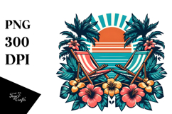 Retro Tropical Beach Chairs, PNG Product Image 1