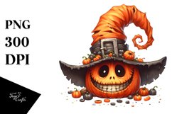 Funny Haloween Hat Goofy Smile Watercolor Clipart Product Image 3