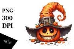 Funny Haloween Hat Goofy Smile Watercolor Clipart Product Image 3