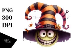 Funny Haloween Hat Goofy Smile Watercolor Clipart Product Image 1