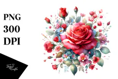Colorful Red Roses Abstract, High-Res PNG Product Image 1