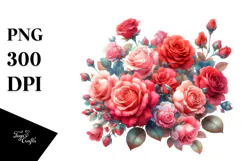 Colorful Red Roses Abstract, High-Res PNG Product Image 1