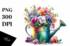 Colorful Vibrant Watercolor Sprinkling Can Sweet Pea | Product Image 1