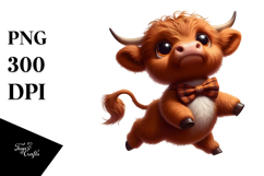 Cute Highland Cow with Bow Tie PNG Product Image 1