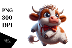 Exaggerated Highland Cow, Digital Painting PNG Product Image 1
