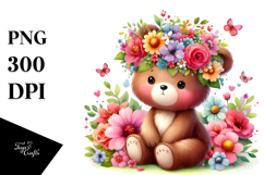 Adorable Flower Crown | Cartoon-Style Watercolor Clipart Product Image 1