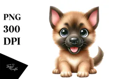Happy Malinois, Watercolor PNG Product Image 1