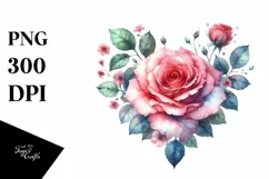Rose Heart Clipart PNG Product Image 1