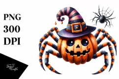 Funny Haloween Spider Watercolor Clipart Product Image 1