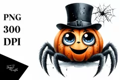 Funny Haloween Spider Watercolor Clipart Product Image 3