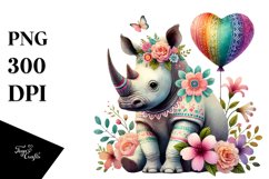 Boho Rhino in Digital Painting PNG Product Image 1